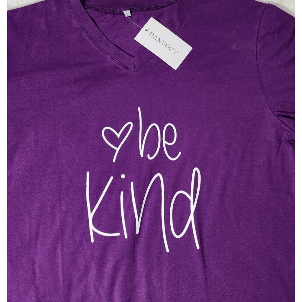 "Be Kind" Womens Size Small Purple V Neck TShirt